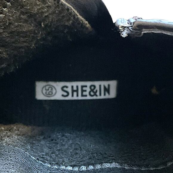 Shein Boots Women's Platform Sz 6.5M Black Ankle Side Zip Chunkly Rubber Sole - Picture 5 of 16